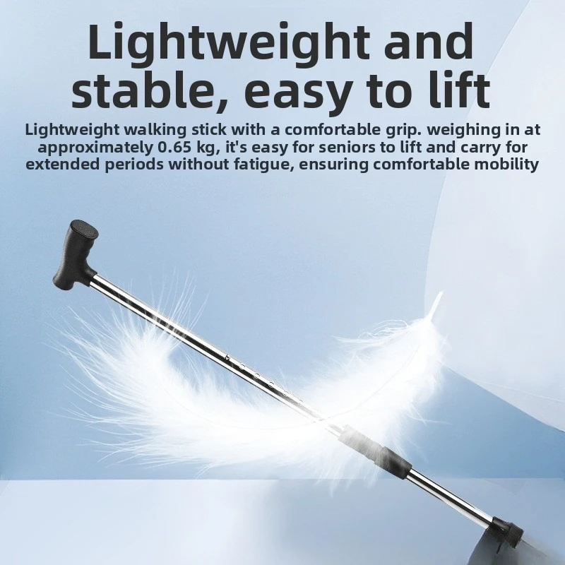 1PC 67-96cm Aluminum Alloy Adjustable Walking Stick Stable Anti-Skid Crutch Old Man Hiking Cane Height