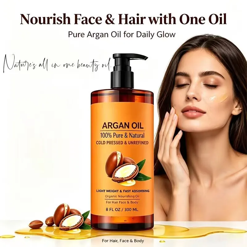 300ml Natural Argan Oil Hair Almond Moroccan Argan Seed Oil for Massage Moisturize