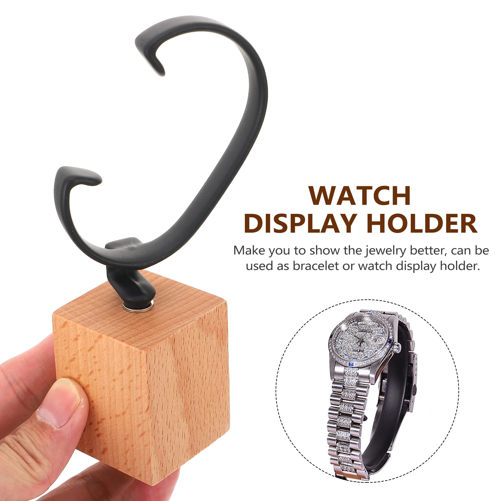 1Pcs Solid Beech Watch Display Stand Decorative Jewelry Holder Storage Base Organizer for Home Office Store Watch Display Stand