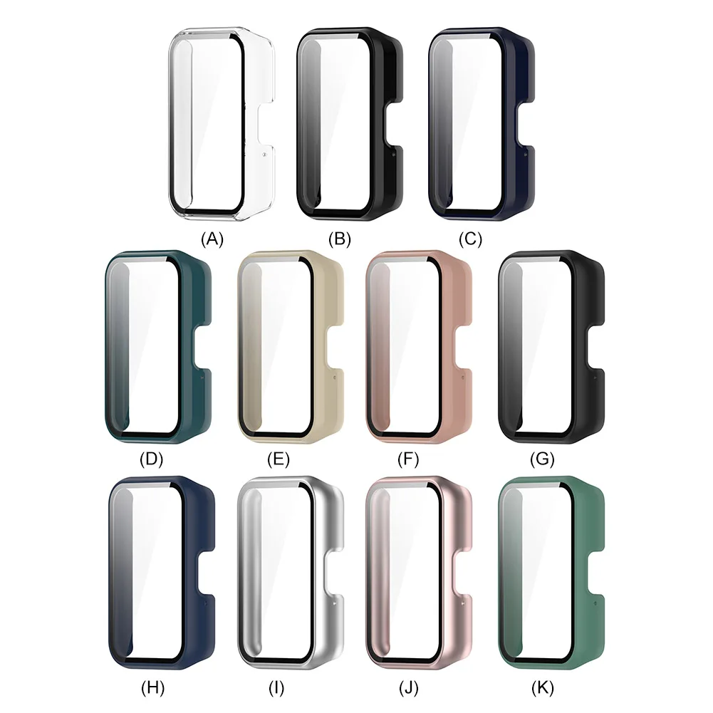 PC Watch Case Full Coverage Tempered Film Frame with Tempered Glass Anti-Fall Anti-Scratch for Samsung Galaxy Fit 3