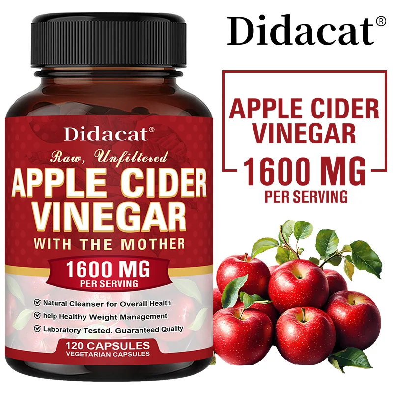 Apple Cider Vinegar Capsules 1600mg - Healthy Weight Management, Digestion, Detoxification, Immunity, Cleansing