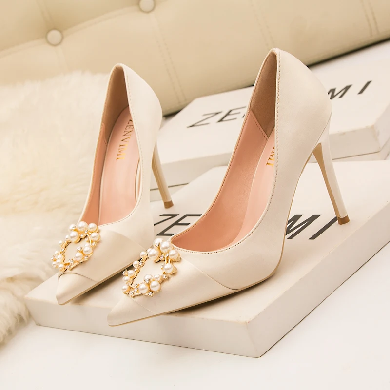 2023 Spring Luxury Women Glitter Rhinestone Thin High Heels Pumps Spell color Crystal Cinderella Wedding Shoes Plus Size