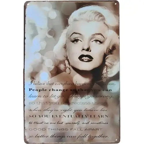 1 pcs,Marilyn Monroe Metal Sign  (Reprint) Quote 