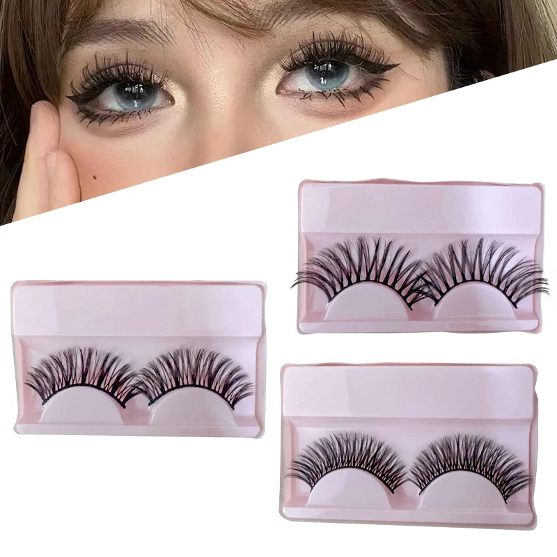 1Pair Cat Eye Lashes Faux Mink Eyelashes Natural Long Manga Lashes Winged End Eye Elongated Eyelashes Fake Lashes Makeup Tools