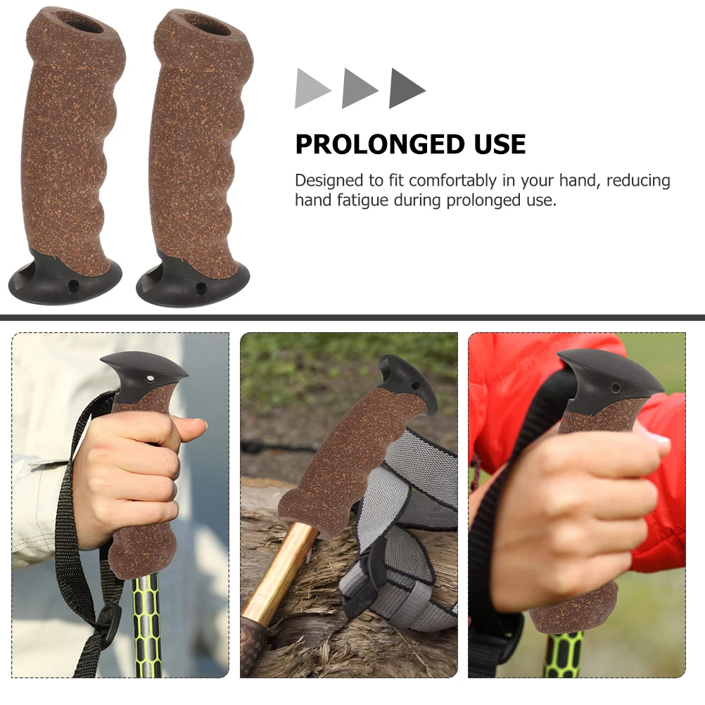 

2 Pcs Trekking Pole Handle Walking Stick Hiking Poles Cork Grip Handles on Foot Travel
