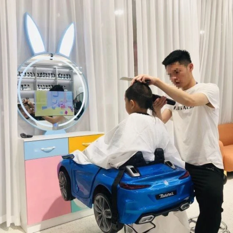 Barber chair, rabbit mirror table hair salon