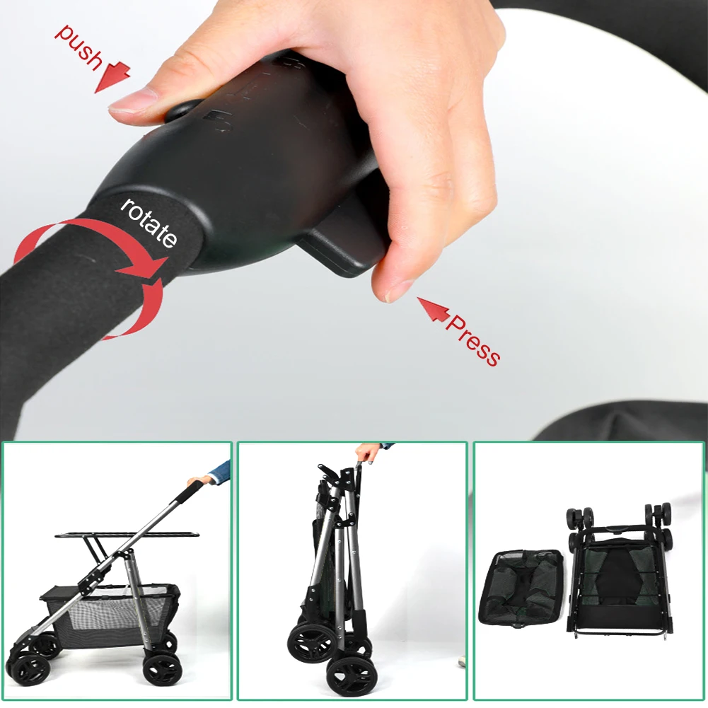 

Foldable Shopping Cart Multifunctional Folding Shopping Cart Removable Basket Personal Shopping Cart for Laundry Camping