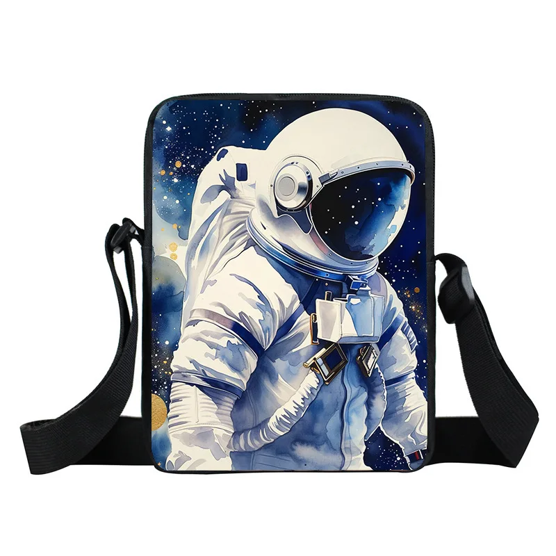 New crossbody bag casual simple portable shoulder bag cartoon astronaut travel bag elementary school student storage bags