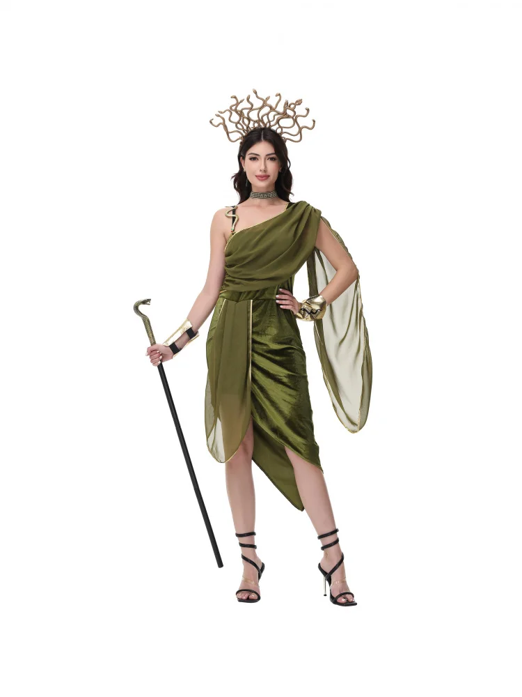 

Хэллоуин Древняя Медуза Королева Косплей Костюм Римское Представление Полиэстеровая Юбка с Высокой Талией для Женщин 8-25 лет