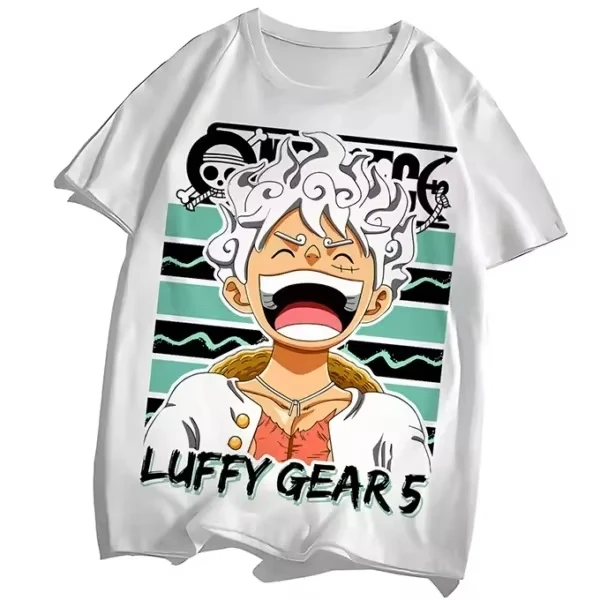 One Piece Anime Monkey D. Luffy Gear 5 Printed T-shirt Men's and Women's T-shirt Men's Top Sports T-shirt 2026 Summer New Tee