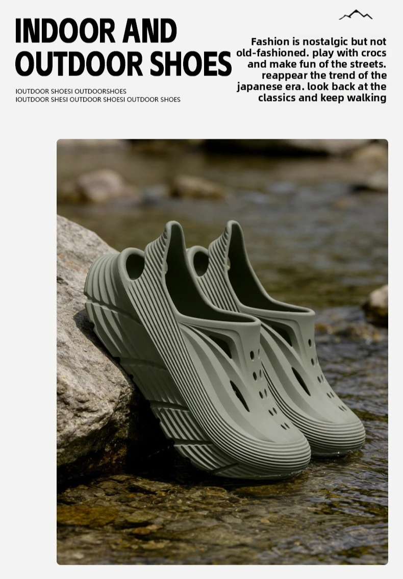 

Integrated anti slip hole shoes for men, summer odor proof, foot stomping sensation outdoor sports driving cool slippers for men