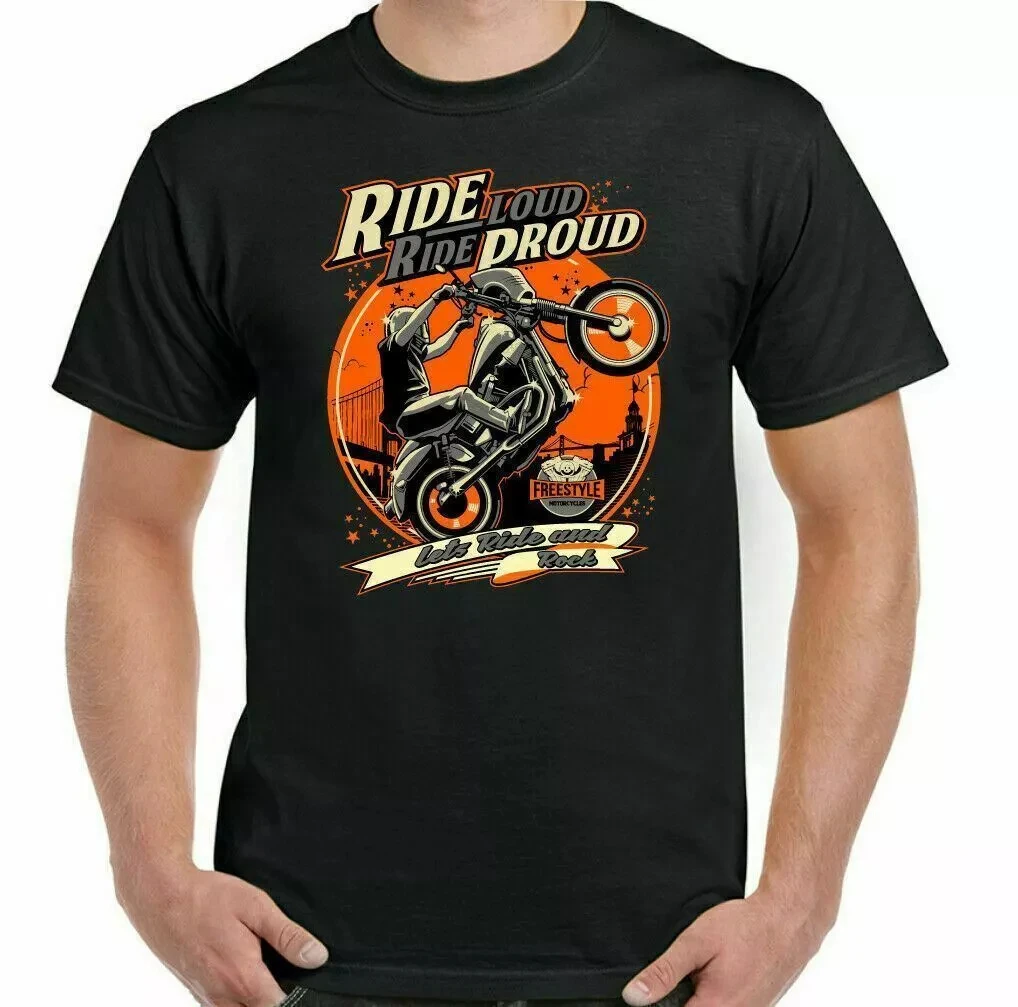 

Motorcyclist T-shirt Men's Summer Casual Versatile Comfortable Loose Short Sleeve Cotton Crew Neck Top Men's Clothing