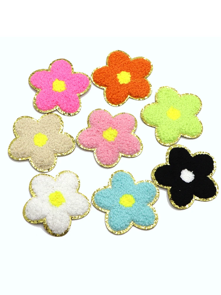 1PC Chenille Eisen auf Patches Stickerei Patch Blume Bögen Regenbogen Patch Nähen auf Patch Für Kleidung Jacke Rucksack Dekoration – Detail 1
