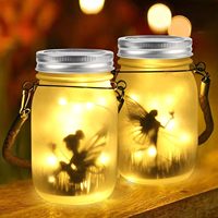 Mason Jar Lights Solar DIY Frosted Bottle Lamp Outdoor Lantern LED Fairytale Firefly Jar String Light Courtyard Decoration Light