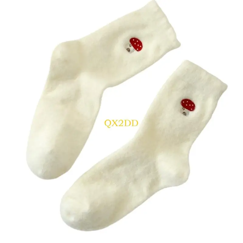 QX2D جوارب حرارية للحمل بدون خياطة تصميم دافئ ومطرز نايلون ناعم مقاوم للرائحة للأم الحامل #3
