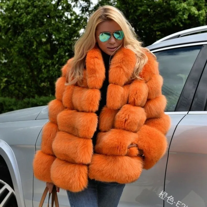 Winter Faux Fur Fox Coats Jackets Women's Furry Outerwear Elegant Thick Warm Coats Manteau Femme High Quality