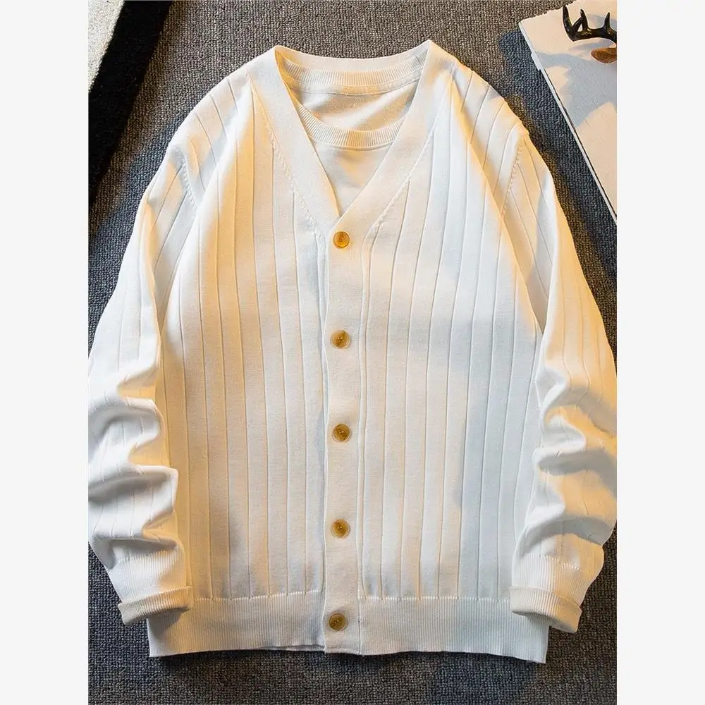 

Early Autumn Men's V-Ne Striped Sweater Casual Spring Autumn Sle Briti Faion Lightweight Knitted Cardigan Coat