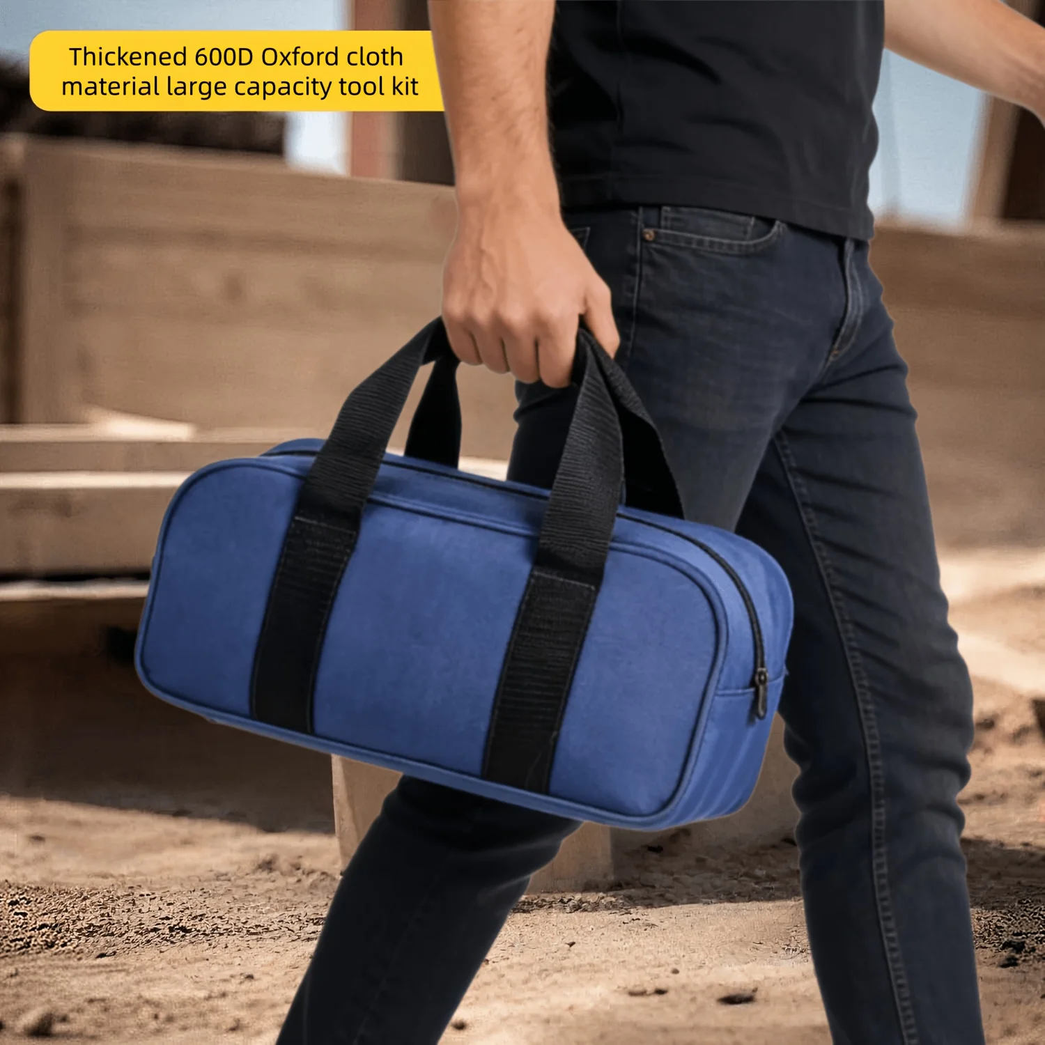 Kit d'outils épaissi 1 pièce, grande capacité, sac de rangement portable adapté au stockage d'outils de quincaillerie pour le travail/le rangement extérieur