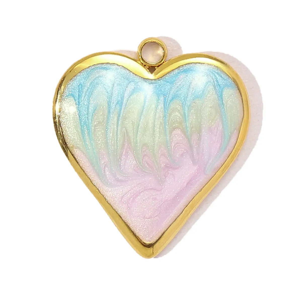 3pcs/Lot Stainless Steel Enamel Colorful Heart Pendants Charms Rhinestone for DIY Fashion Jewelry Making Accessory