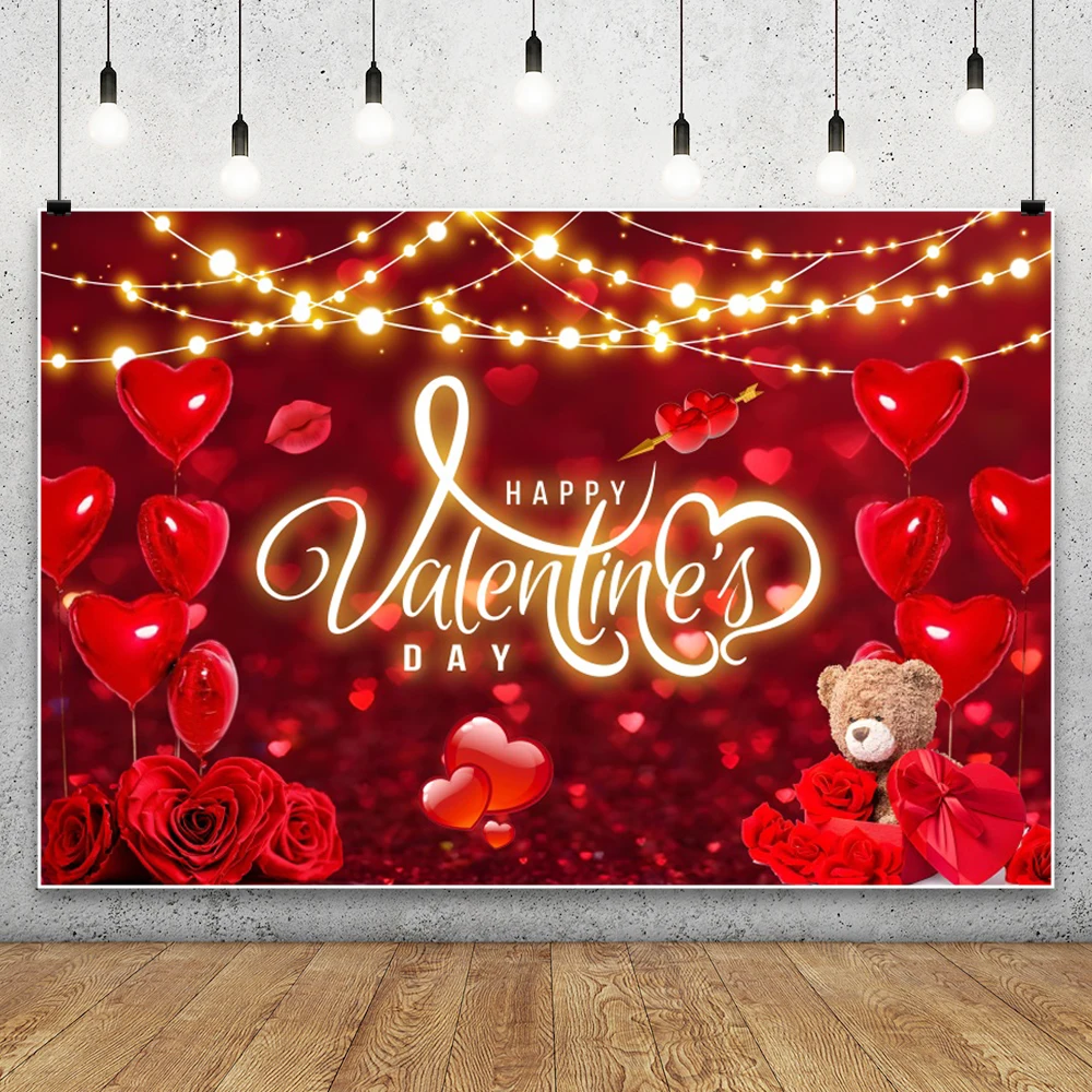 February 14 Valentine's Day Party Decor Backdrop Photography Rose Love Heart Couple Photo Photographic Background Photo Studio