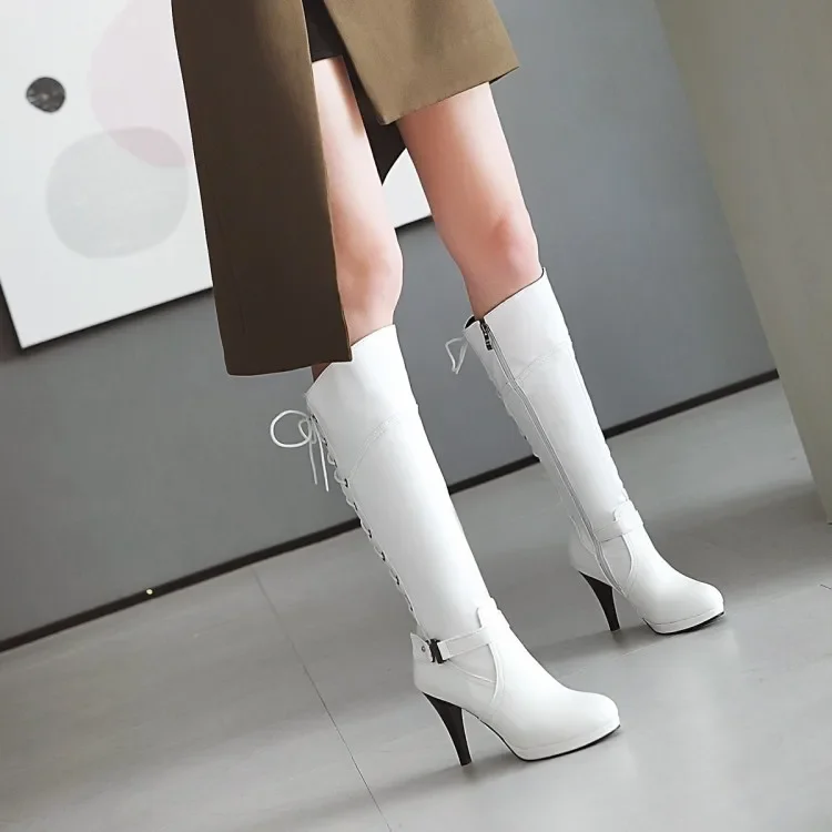 Oversize  Large size Big size womens fashion boots Round toe Thin heel Lace-up winter boots for women  boots women