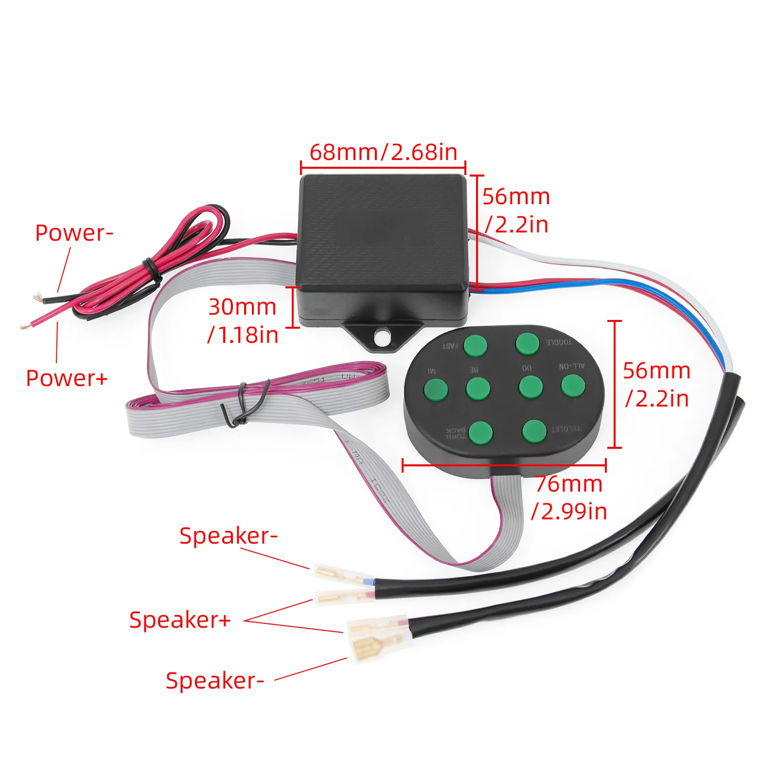 Controlador de bocina electrónica Musical de 8 sonido + bocina de coche, bocina redonda de 12V, Monitor regulador de sonido fuerte, controlador de bocina de coche personalizado