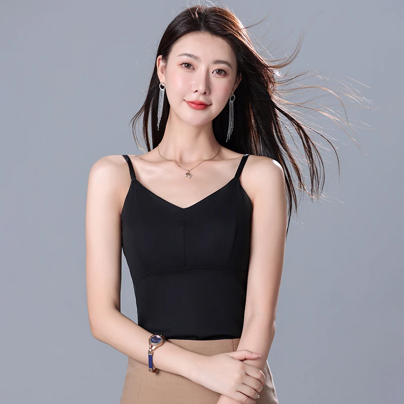 NAVIU Women Summer Sexy Solid Camisole Fashion Streetwear Beach Casual Basic Sling Tops Ins Slim Korean Pile Collar Camis