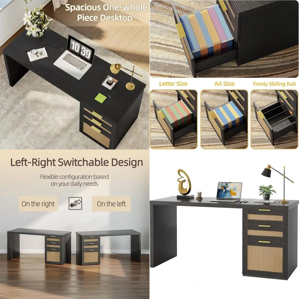 

Офисный стол Executive 55 с ящиками, из массива дерева, с местом для хранения, элегантный цельный компьютерный стол для домашнего офиса, кабинета, гостиной