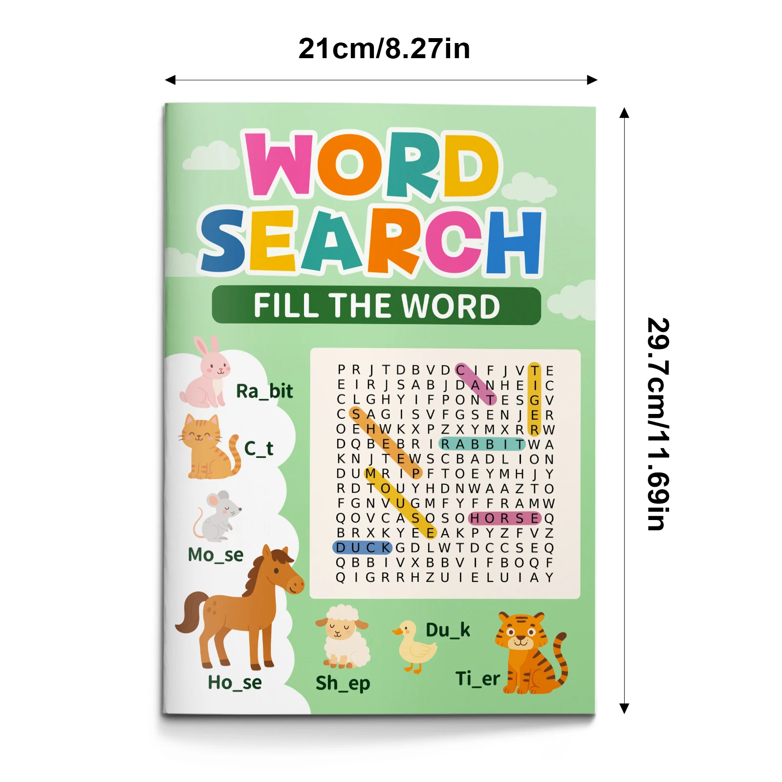 Kids Word Search Puzzle Book – Fun Animal Vocabulary Fill-in-the-Blank & Search Game for Learning