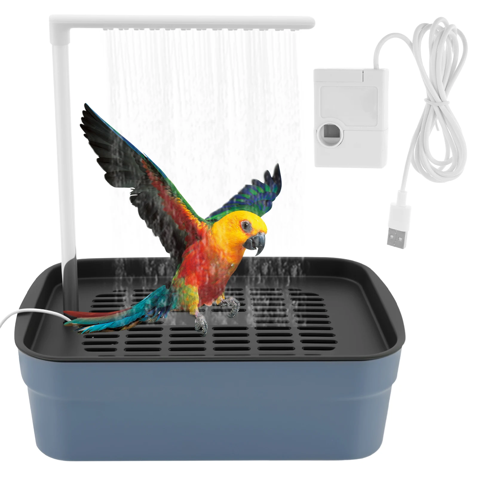 

Automatic Bird Bathtub Parrot Shower Fountain Electric Circulating Faucet Pet Bird Shower Parakeet Cleaning Bath Tub