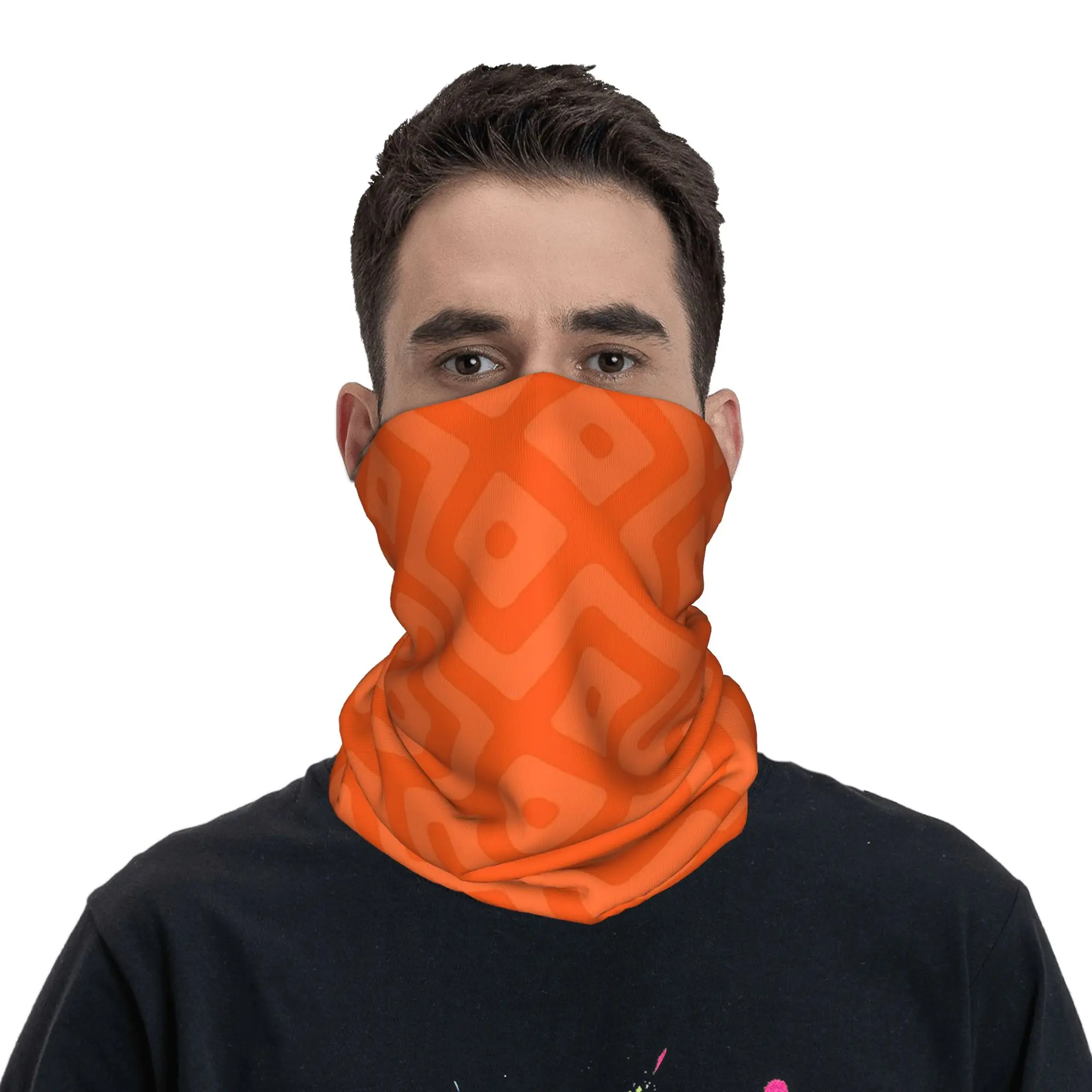 Beautiful Orange Middle-Eastern Endless Oriental Bandana Neck Cover Printed Wrap Scarf Balaclava Outdoor Sports Unisex Adult