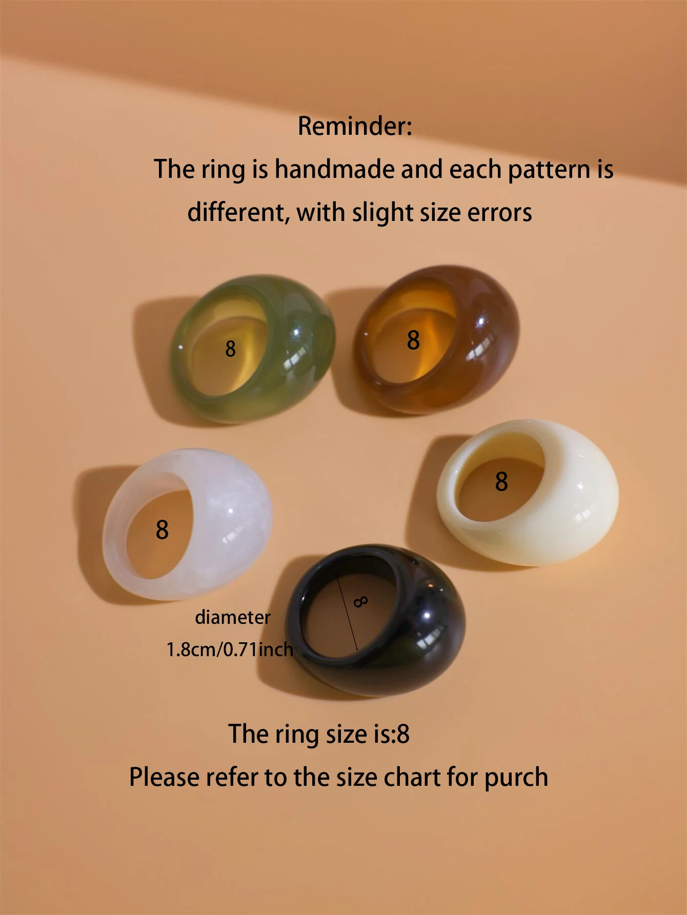 5-piece retro resin ring set for women\'s fashion, personality, elegance, and Valentine\'s Day gift for loved ones, mothers, and d