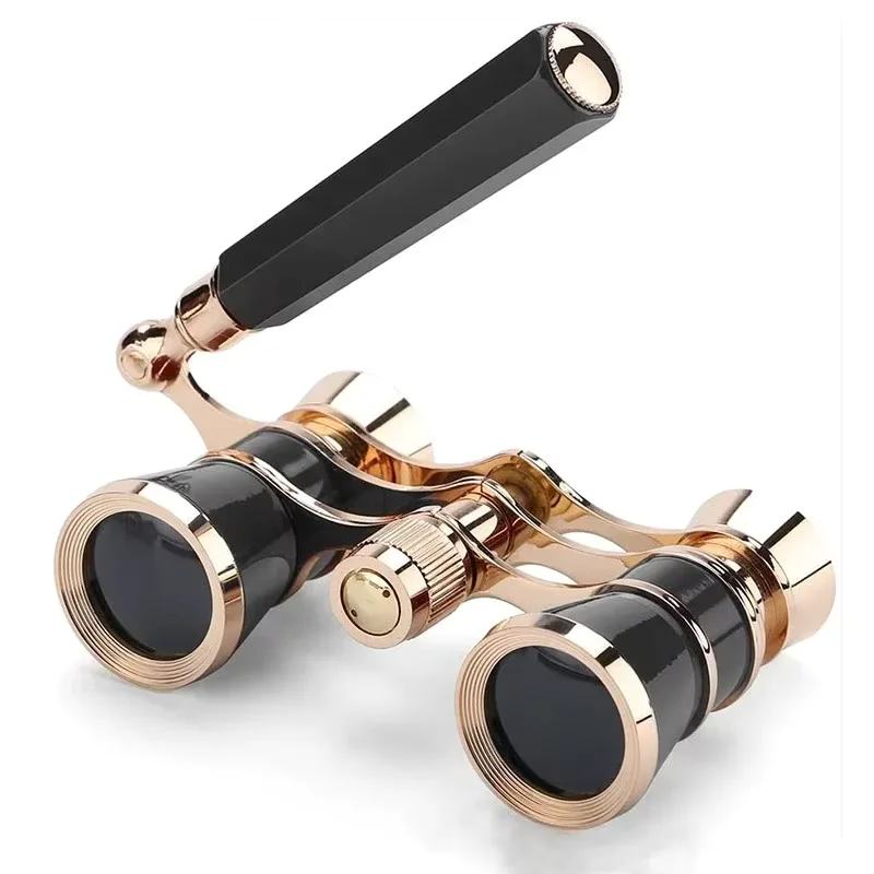 Retro Metal Opera Glasses Binoculars with Chain & Handle, Theater Telescope for Women