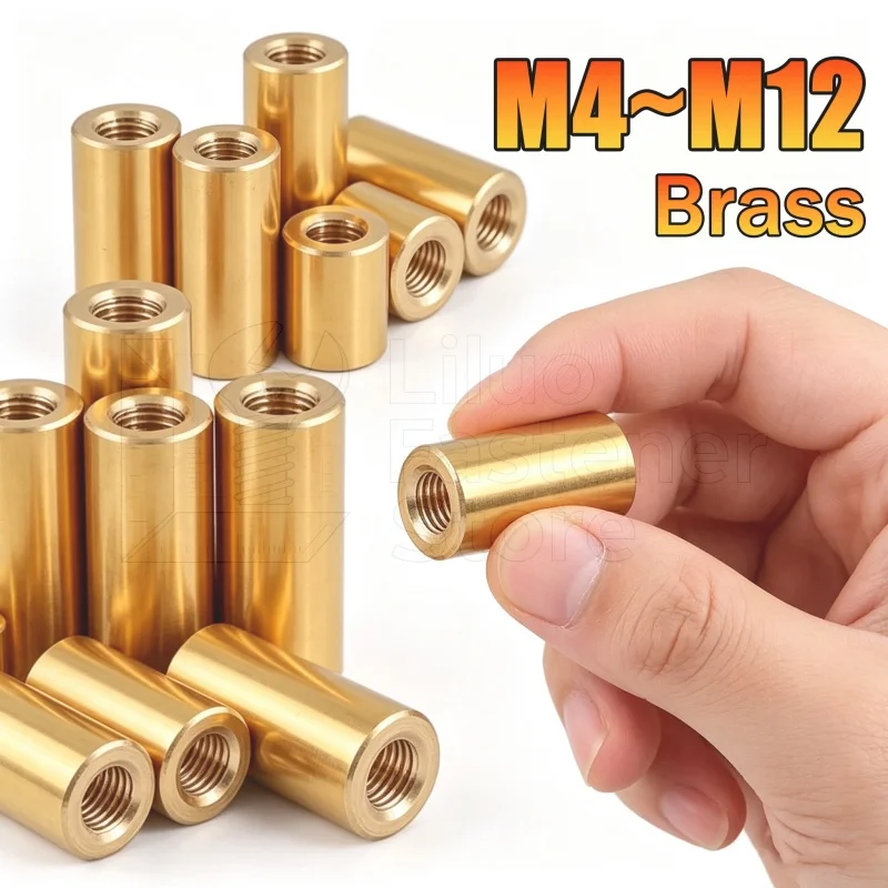 Brass Lengthen Round Nuts M4 M5 M6 M8 M10 M12 Length 4mm~100mm Standoff Spacer Pillar Sleeve Tubular Nuts Joint Sleeve Nut