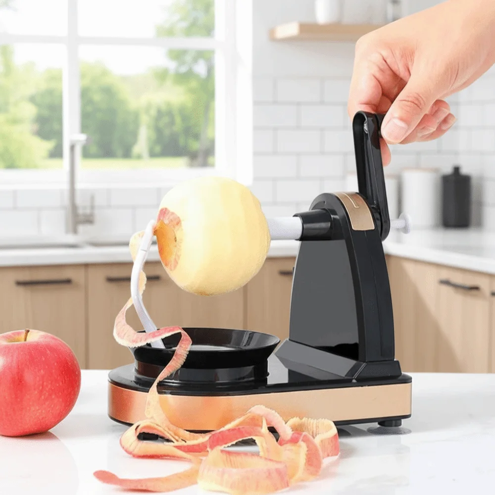 Rotating Fruit Peeling Machine Time-saving Manual Hand-cranked Potato Peeler Anti Slip Suction Cup Efficient Vegetable Peeler