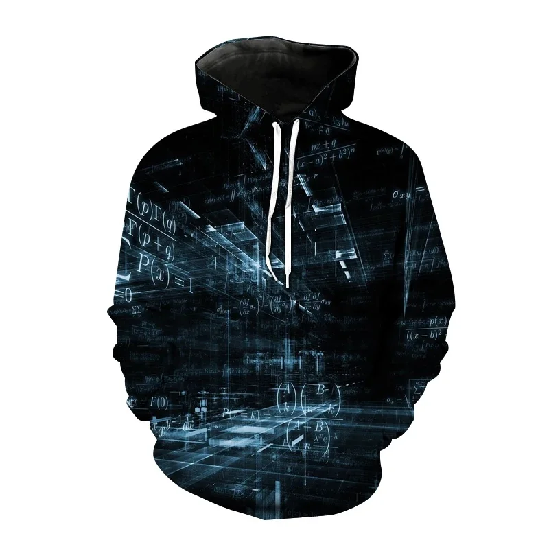 Fun 3D Printed Mathematical Formula Pattern Hoodie Street Wear men's And women's Fashion Oversize Sports Hoodie Casual men's Top