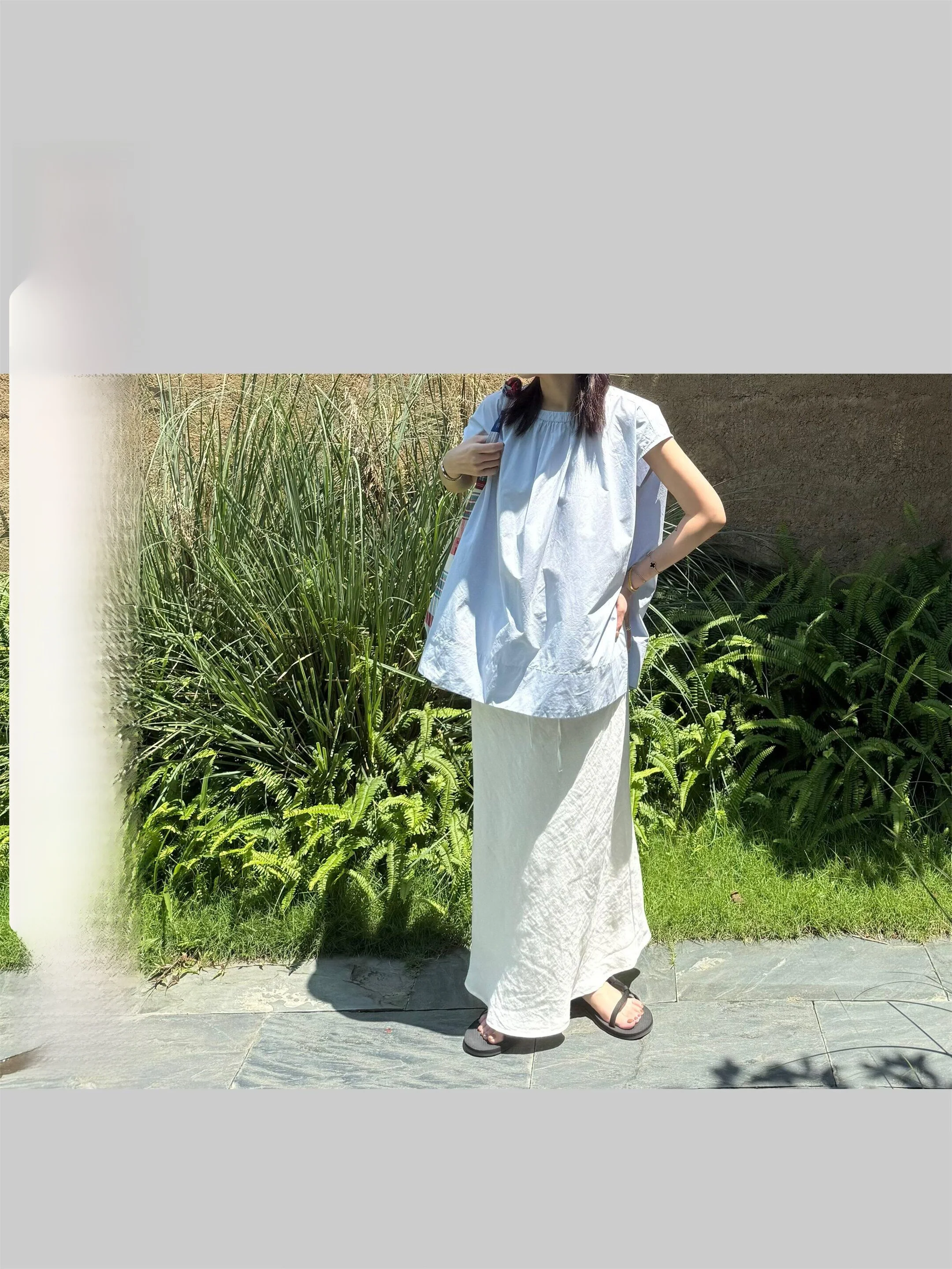 

Elielim Forget Me Not Island Strong Recommendation Cotton Doll Shirt Women's New Summer Loose Fit Breathable Comfortable