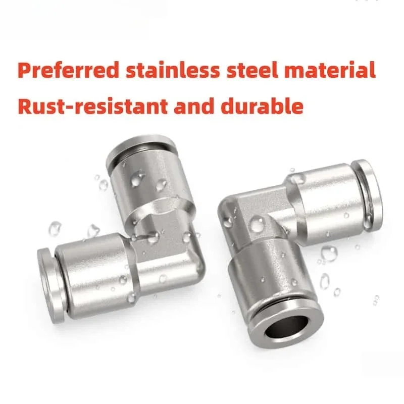 PV Type 304 Stainless Steel Pneumatic Push In Fitting Quick Connect Air Hose Coupler for 4/6/8/10/12/14/16mm OD Air Tube