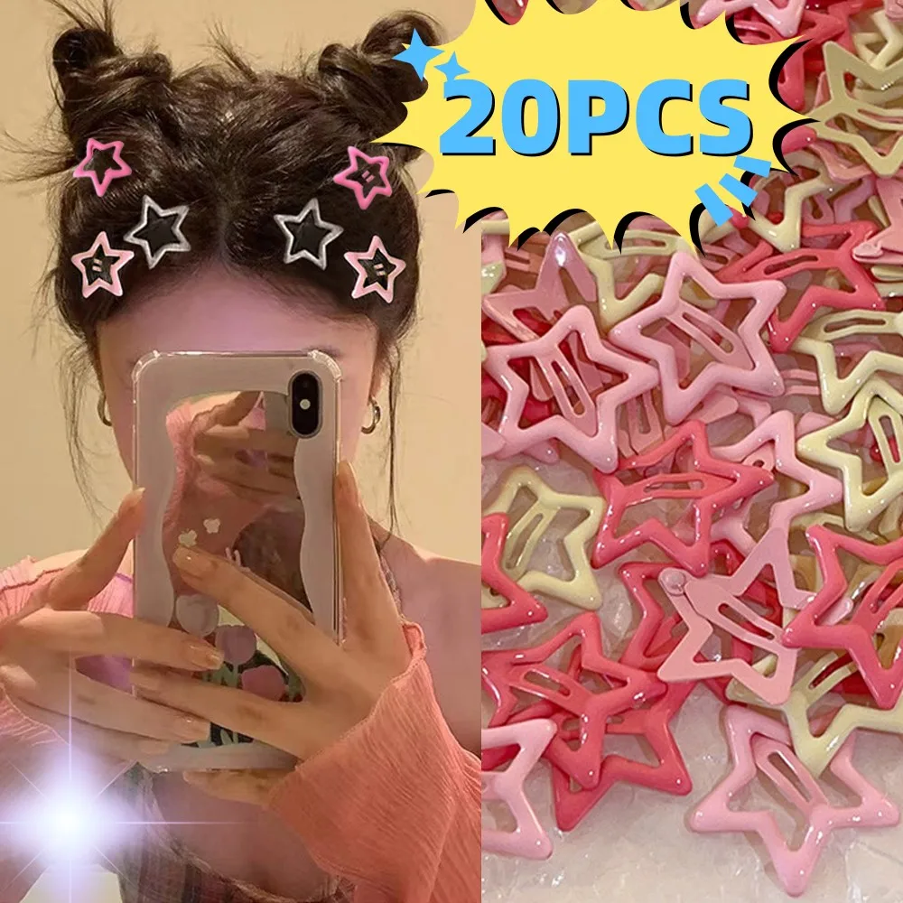 

20PCS Girls Y2K Cute Star BB Hair Clip Colorful Metal Star Side Barrettes Women Snap Clip Hair Decorate Hair Jewelry Accessories