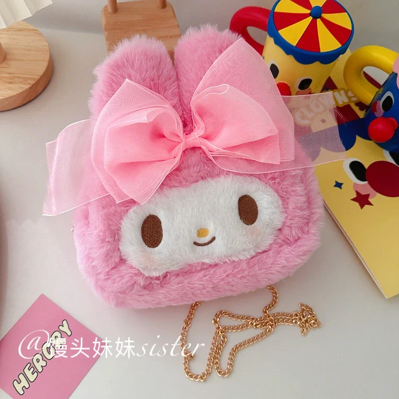 Sanrio Cute My Melody Makeup Bag Girly Plush Bag Girl Women Shoulder Bag Chain Bag Handbag Pink Cosmetic Bag Tote Bag Gifts Girl