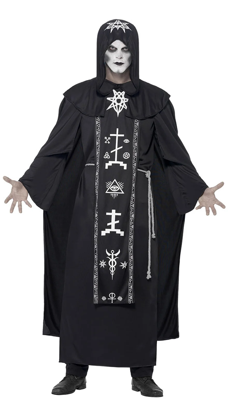 Halloween Medieval Erwachsene Unisex Wizard Hexe Kostüm Mann Priest Cosplay Roben Karneval Party Zauberer Maskerade Kleidung