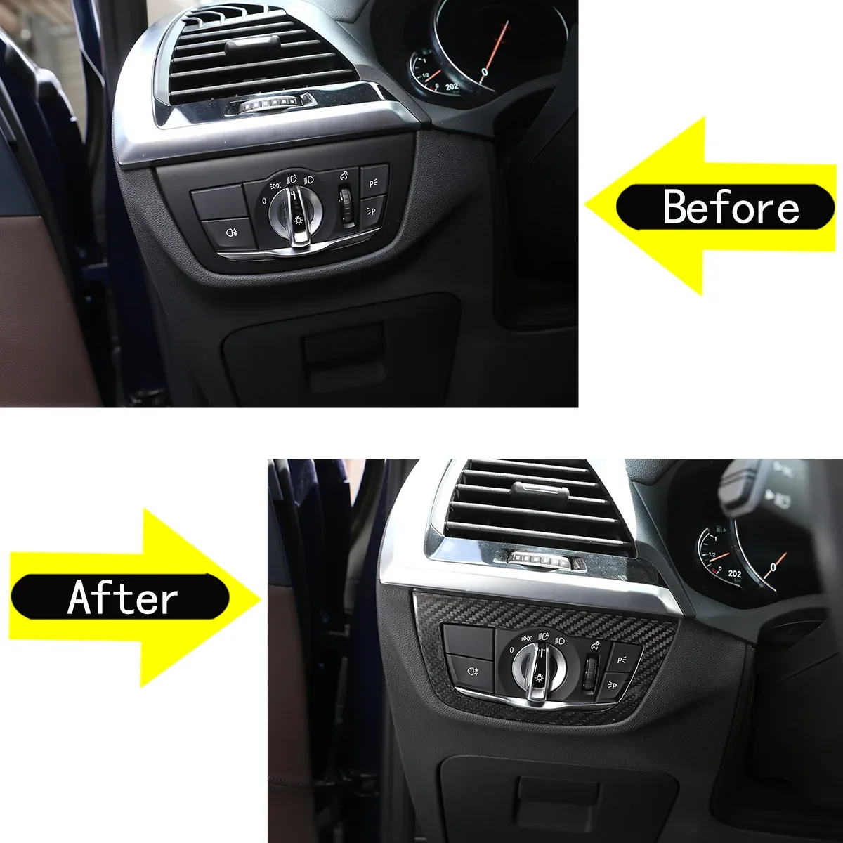 

For 2018-2021 BMW X3/X4 G01 G02 center console real carbon fiber headlight switch decorative frame interior accessories
