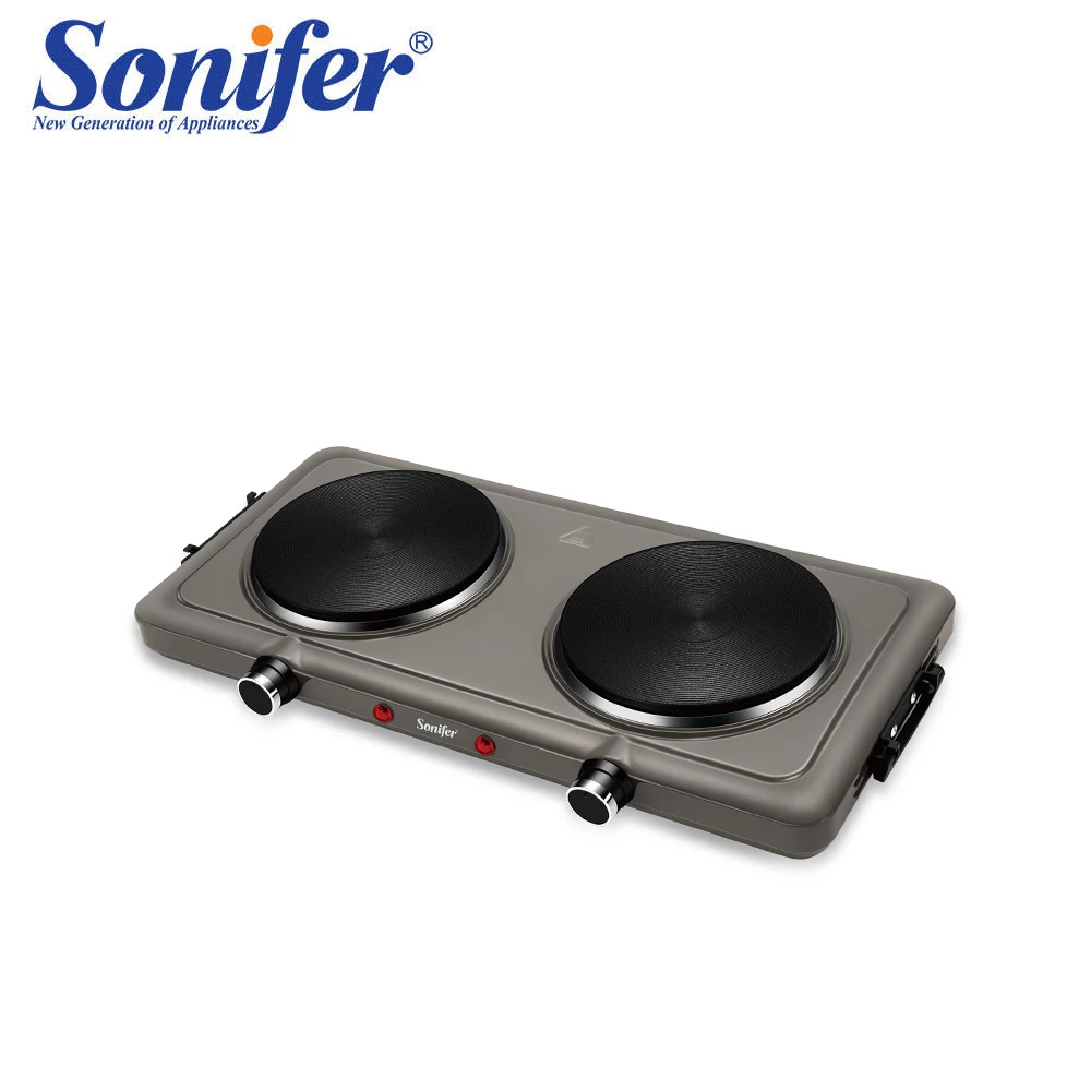 

Sonifer 2000W электрическая плита с двойной конфоркой SF-3052, чугун, регулируемый контроль температуры, портативная настольная плита