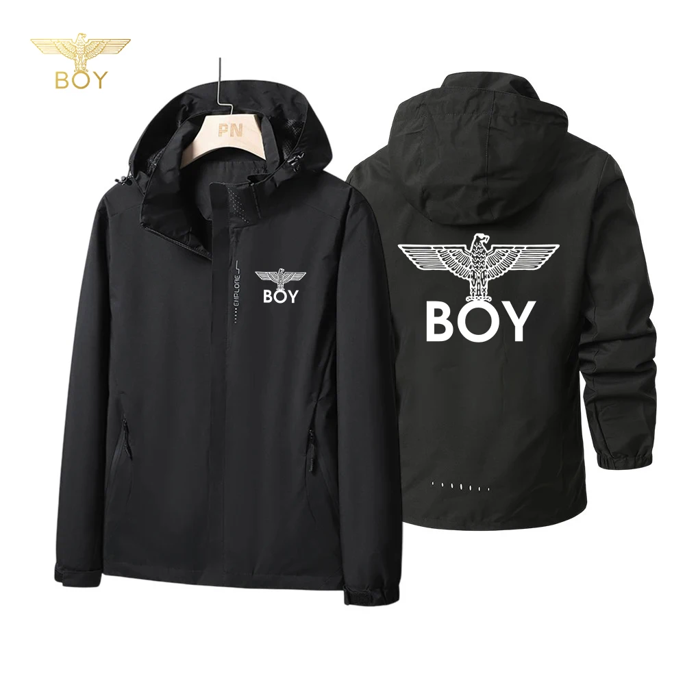 BOY Eagle Men's Windproof Hooded Jacket, suitable for motorcycle riding, spring and autumn outdoor sports and casual fashion.