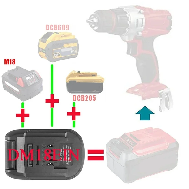 Adaptador do Conversor da Bateria para Dewalt Ferramentas Elétricas do Lítio Dewalt 18v 20v Bateria do Li-íon para para Wanshell Dm18ein