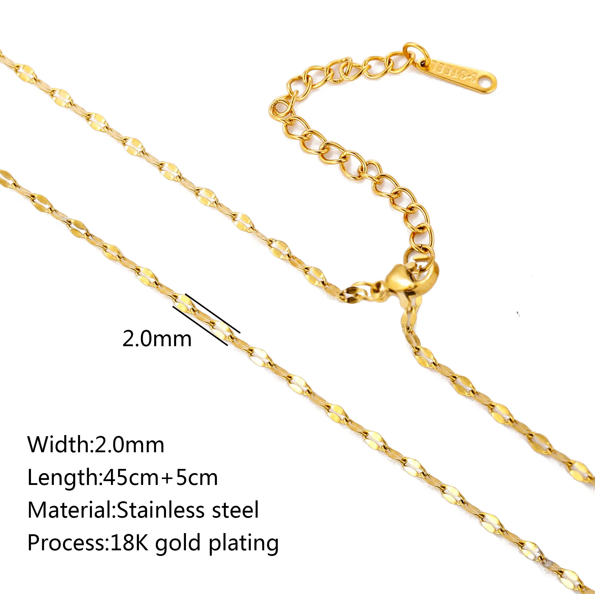5pc 18K goudkleur PVD verguld roestvrij staal Cuba Cross O Ripple Twisted Chain ketting verstelbare ketting DIY ketting groothandel