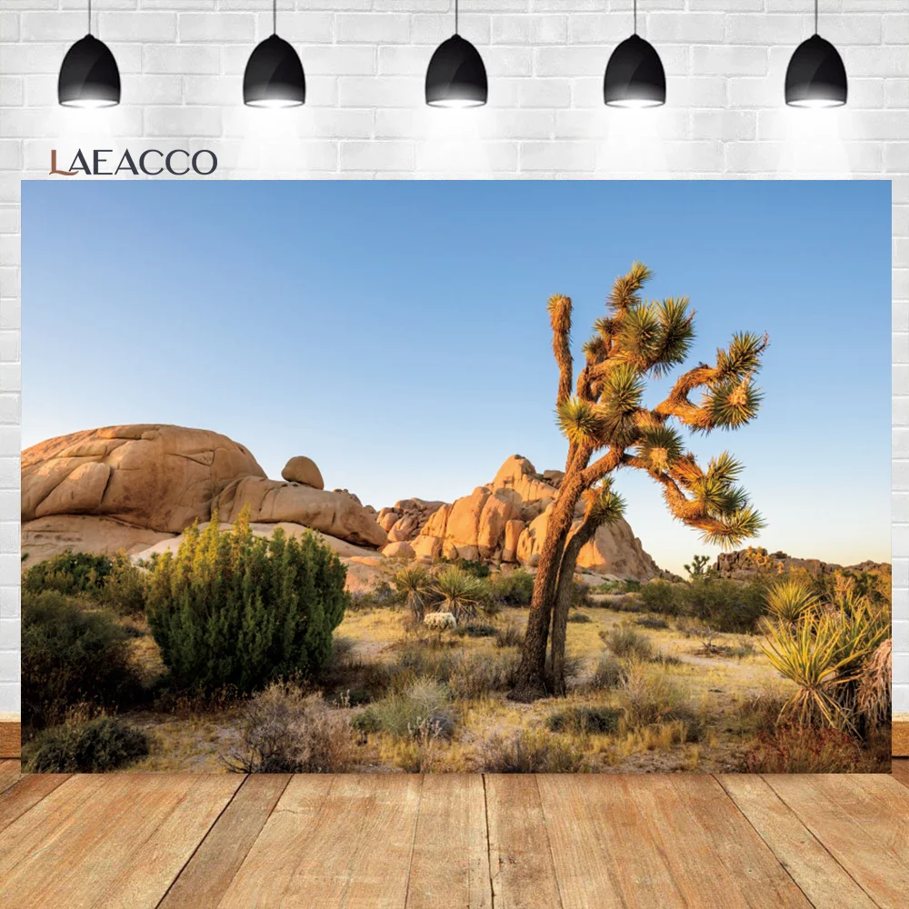 Laeacco Joshua Tree National Park Desert Natural Landscape Room Decor Backdrop Fotograficzne tło fotograficzne do studia fotograficznego