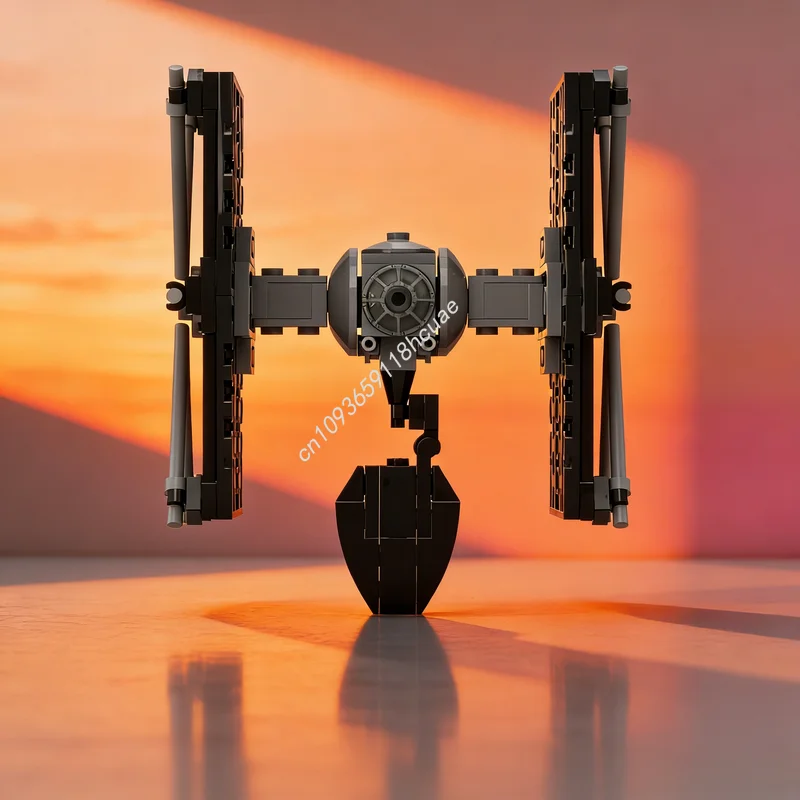 166pcs MOC TIE Fighter Mini Scale Star Battle Model Building Blocks Architecture Toy Festival Gifts Idea Education Brick
