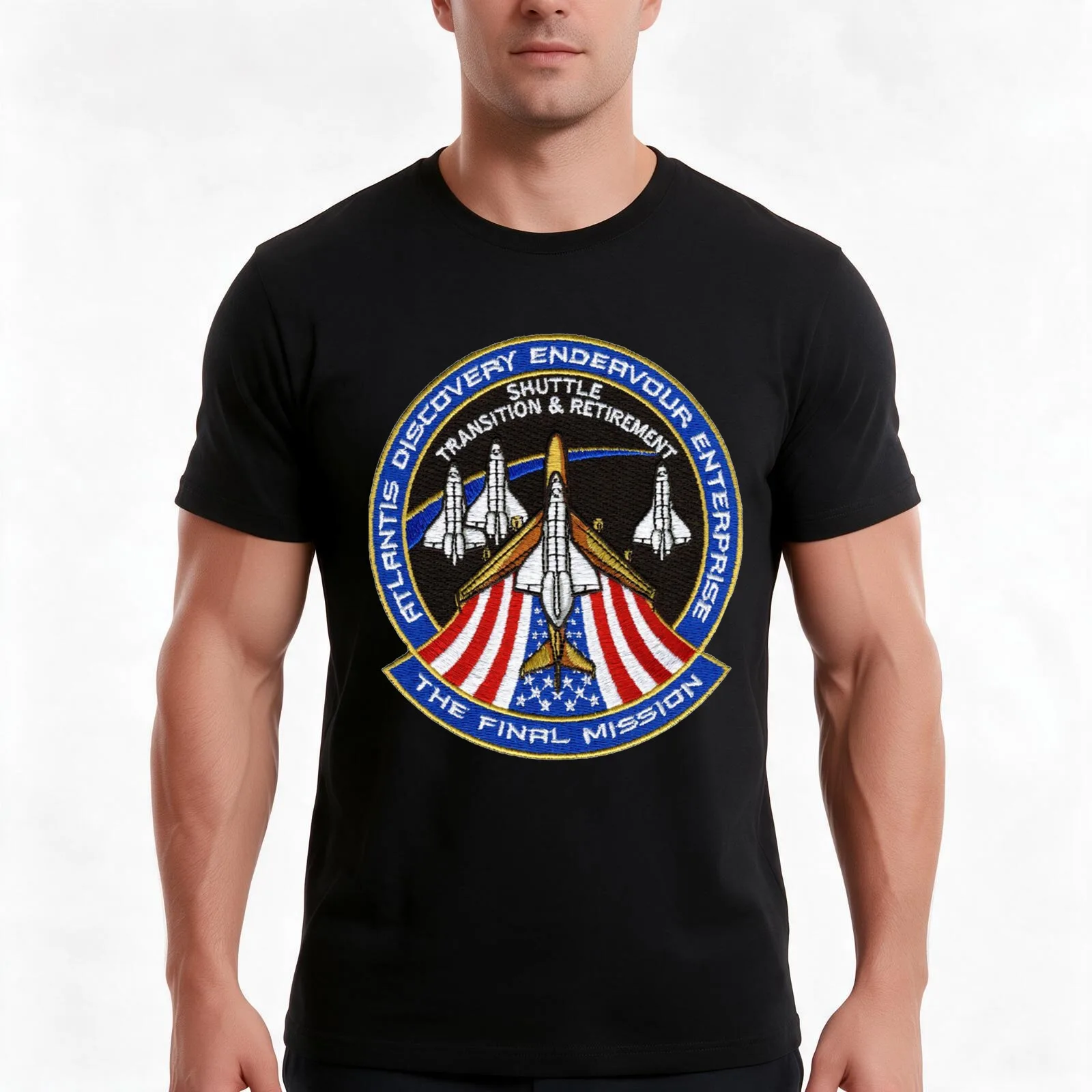 The Final Mission - Shuttle Transition and Retirement Patch T-Shirt, Summer Casual Cotton Tee, Oversized Streetwear Tops