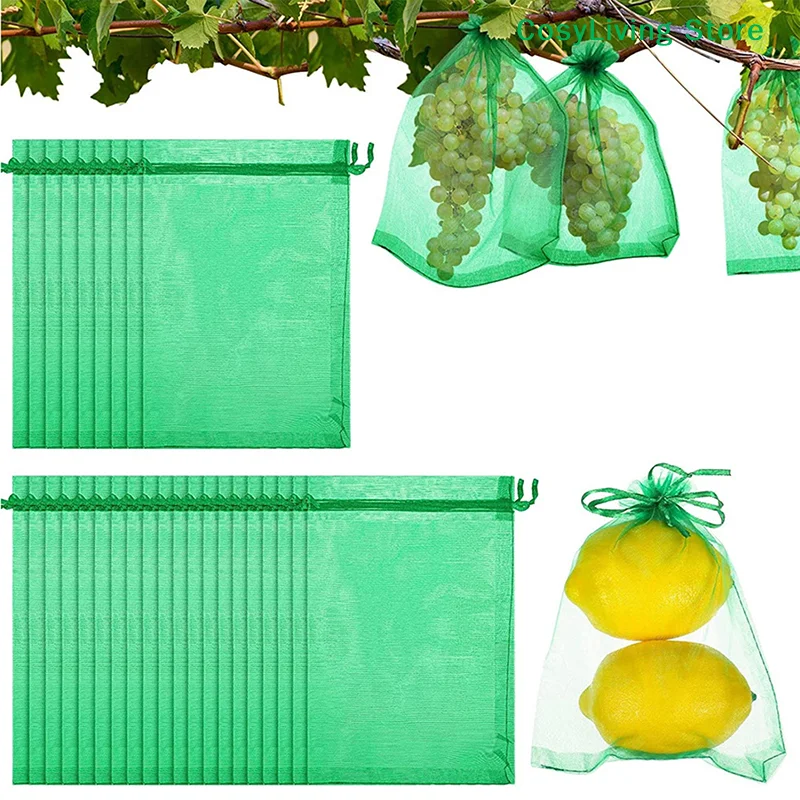 

[CL]20Pcs Mesh Fruit Bag Strawberry Grapes Fruit Grow Bags Breathable Netting Mesh Vegetable Plant Protection Bags Garden Tools